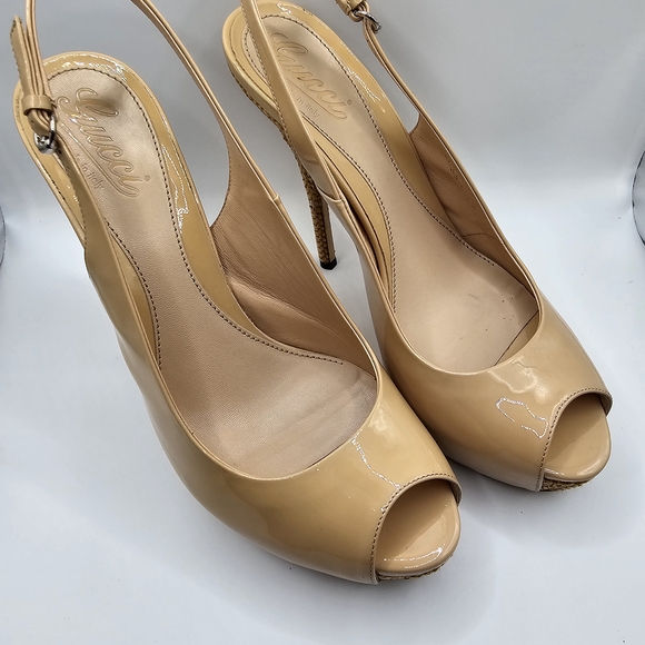 Gucci Elegant Beige Peep-Toe Slingback 6